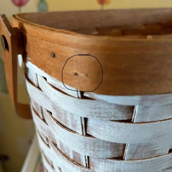 Longaberger Vintage 1991 Footed Magazine Basket with Wooden Feet, Chalk Painted